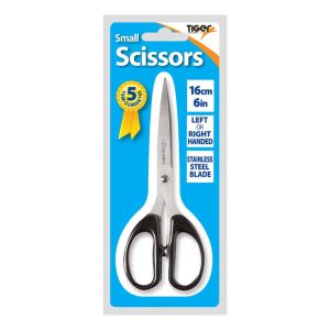 Black Handle Scissors, 16cm Blister Carded