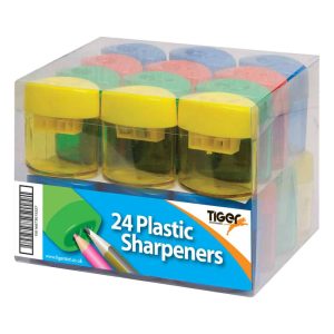 Plastic Pencil Sharpeners in Tray