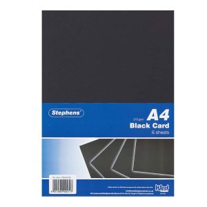 Stephens A4 Black Card, 6 Sheets